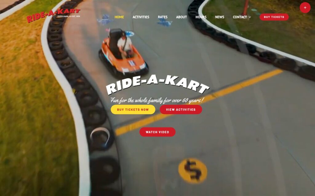 Ride A Kart website homepage, a B1 Interactive project