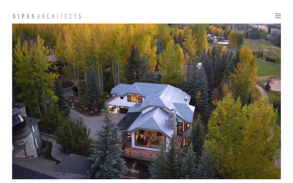 Sipes Architects website homepage, a B1 Interactive project